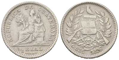 Гватемала 1/2 реала 1896 KM 165 серебро 4615-111