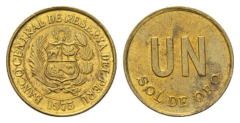 Перу 1 соль 1975 KM 266.1 латунь aUNC 4674-1125