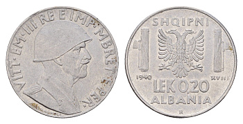 Албания 0,2 лек 1940 KM 29 нержавеющая сталь 26-1645