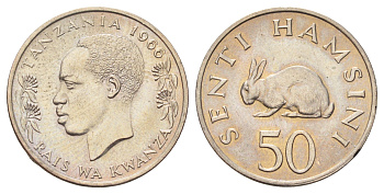 Танзания 50 центов 1966 KM 3 медно-никель UNC 4701-117