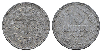 Сербия 10 динаров 1943 год-тип KM 33 цинк 4698-1243