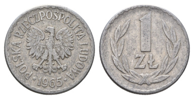 Польша 1 злотый 1965 Y 49.1 алюминий 4637-1111