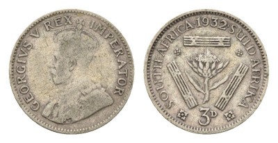 ЮАР 3 пенса 1932 Георг V (1910-1936) KM 15.2 серебро 4564-535