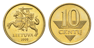 Литва 10 центов (сентов) 1999 KM 106 никель латунь UNC 4689-1121