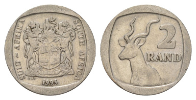 ЮАР 2 ранда 1995 KM 139 медь плакированная никелем 4626-1152