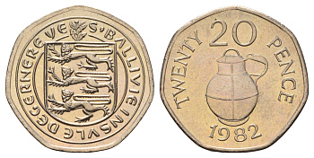 Гернси 20 пенсов 1982 KM 38 медно-никель UNC 4682-512