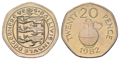 Гернси 20 пенсов 1982 KM 38 медно-никель UNC 4682-512