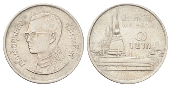 Таиланд 1 бат 2004 BE 2547, Рама IX (1946-2016), королевский дворец Y 183 медно-никель 4701-328