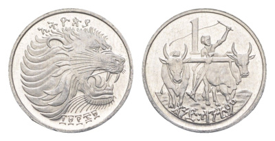 Эфиопия 1 сантим 1977 EE 1969 KM 43 алюминий UNC 4651-468