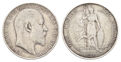 Великобритания 2 шиллинга (флорин) 1902 Эдуард VII (1901-1910) KM 801, Spink 3981 серебро 413-3432