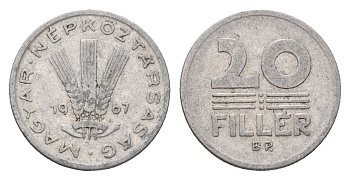 Венгрия 20 филлеров 1967 ВР KM 573 алюминий 181-1156