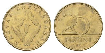Венгрия 20 форинтов 1994 KM 696 никель латунь UNC 3336-1132