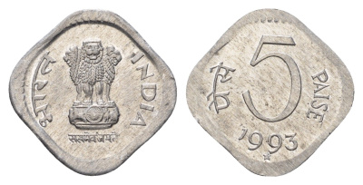 Индия 5 пайс 1993 KM 23 алюминий UNC 4643-1052