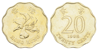 Гонконг 20 центов 1998 KM 67 никель латунь UNC 4701-226