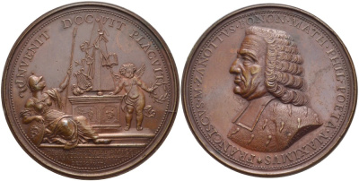 ИТАЛИЯ МЕДАЛЬ ND Zanotti, Francesco Maria (1692 - 1777) ИТАЛЬЯНСКИЙ ФИЛОСОФ И ПОЭТ, ПРОФЕССОР БОЛОНСКОГО УНИВЕРСИТЕТА, МЕДАЛЬЕР BALUGANI, ДИАМЕТР 55,5 ММ. бронза 1089-6-41
