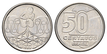 Бразилия 50 сентаво 1989 KM 614 нержавеющая сталь UNC 4682-444