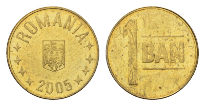 Румыния 1 бань (бани) 2005 KM 189 сталь плакированная латунью UNC 4702-121