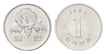 Южная Корея 1 вона 1984 KM 31 алюминий UNC 4160-1243