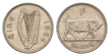 Ирландия 1 шиллинг 1964 бык KM 14a медно-никель 4175-1245