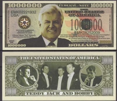 США 1000000 долларов 2009 Эдвард Мур Кеннеди бумага UNC (пресс) 7196-13-1