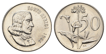 ЮАР 50 центов 1966 Ян ван Рибек (1619-1677), South Africa, легенда на английском, Зантедеския Эллиота (калла) KM 70.1 никель aUNC 4693-446