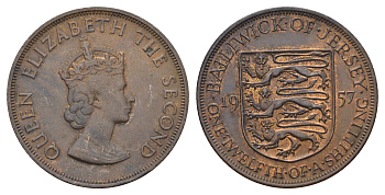 Джерси 1/12 шиллинга 1957 Елизавета II (1952-2022) KM 21 бронза 4178-913
