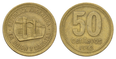 Аргентина 50 сентаво 1992 KM 111 алюминиевая бронза 4573-845