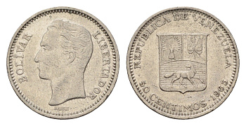 Венесуэла 50 сентимо 1965 Симон Боливар Y 41 никель 4669-631