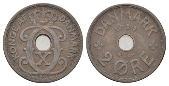 Дания 2 эре 1927 NCH, Кристиан X (1912-1947) KM 827 бронза 4701-634