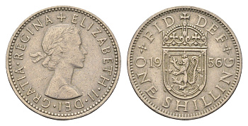 Великобритания 1 шиллинг 1956 Елизавета II (1952-2022), Шотландский герб KM 905, Spink 4148 медно-никель 4699-523