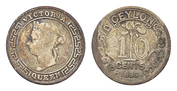 Цейлон 10 центов 1899 Виктория (1837-1901) KM 94 серебро 4659-1221