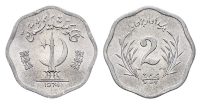 Пакистан 2 пайса 1974 KM 34 алюминий UNC 4685-533