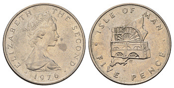 Остров Мэн 5 пенсов 1976 Елизавета II (1952-2022) KM 35 медно-никель 4666-415