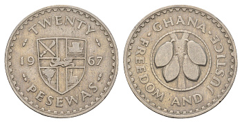 Гана 20 песев 1967 KM 17 медно-никель 4526-523