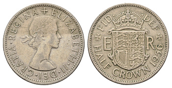Великобритания 1/2 кроны 1956 Елизавета II (1952-2022) KM 907, Spink 4145 медно-никель 4183-731