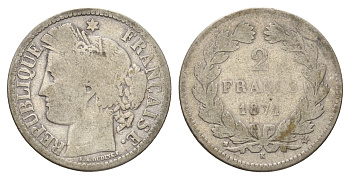 Франция 2 франка 1871 K KM 816 серебро 5010-1413