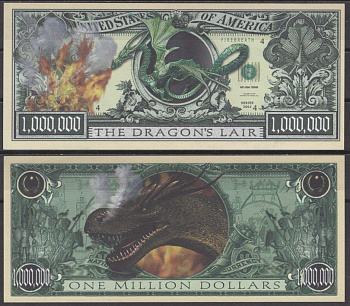 США 1000000 долларов 2002 Логово дракона (the dragons lair) бумага UNC (пресс) 7197-6-2