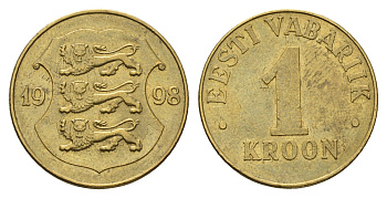 Эстония 1 крона 1998 KM 35 латунь 4688-643