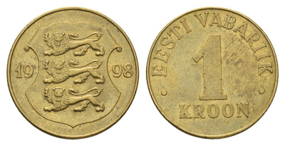 Эстония 1 крона 1998 KM 35 латунь 4688-643
