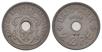 Дания 2 эре 1929 N, Кристиан X (1912-1947) KM 827 бронза 4701-754