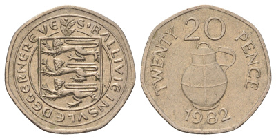 Гернси 20 пенсов 1982 KM 38 медно-никель 4682-513