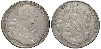 Бавария 1 талер 1759 Максимилиан III Иосиф Карл, Мадонна KM 223.2, Hahn 306, Davenport 1952 серебро 1066-20-22