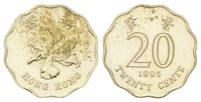 Гонконг 20 центов 1995 KM 67 никель латунь UNC 4701-211
