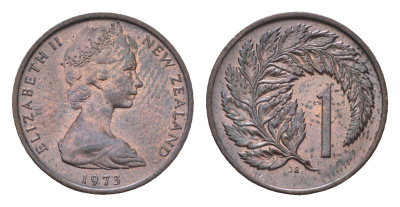 Новая Зеландия 1 цент 1971 Елизавета II (1952-2022), лист папоротника KM 31.1 бронза UNC 4690-826