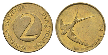 Словения 2 толара 1995 KM 5 латунь 4703-131