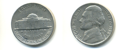 США 5 ЦЕНТОВ 1988 P, ДЖЕФФЕРСОН KM А192 медно-никель 179-741
