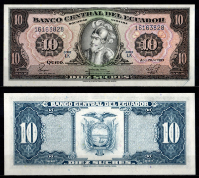 Эквадор 10 сукре 1983 Pick 114 b 1983 (5) бумага UNC (пресс) 7191-59-1-1