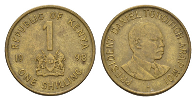 Кения 1 шиллинг 1998 Дэниэл арап Мои KM 29 сталь плакированная латунью 4662-431