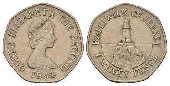 Джерси 20 пенсов 1984 Елизавета II (1952-2022) KM 66 медно-никель 4666-747