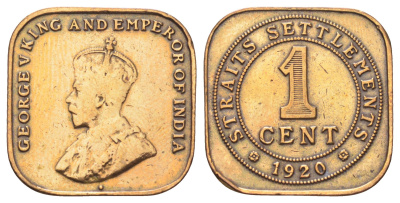Стрейтс-Сетлментс (Стрейтс Сетлментс) 1 цент 1920 Георг V (1910-1936) KM 32 бронза 4697-1238
